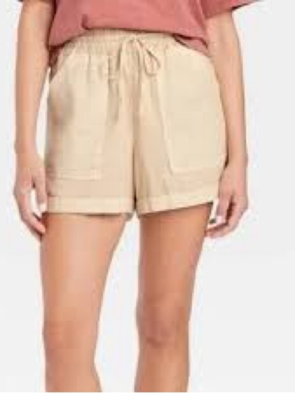 Universal Thread Beige Drawstring Linen-Blend Shorts